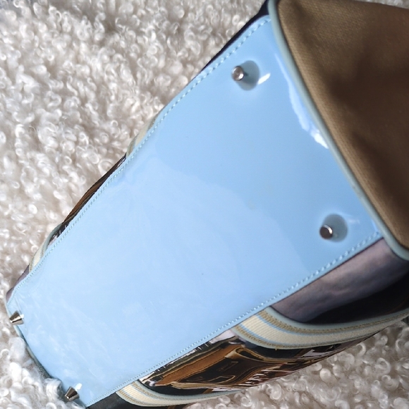 Anya Hindmarch Light Blue and Cream Striped Strap Tote - Picture 4 of 13